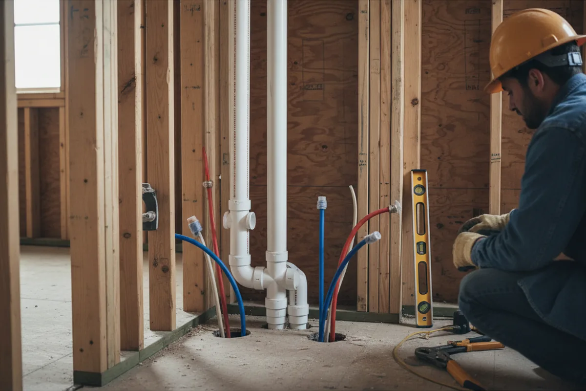 Drain and supply rough-in during Drain Cleaning in Butte City